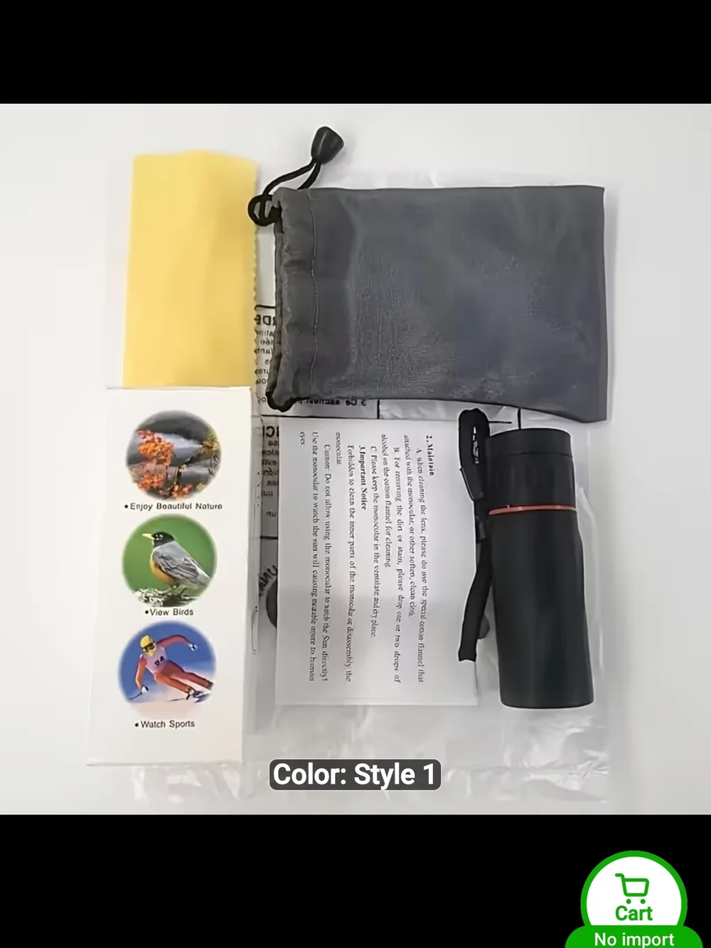 Black 10x25 Monocular Telescope - Portable Pocket Spotting Scope